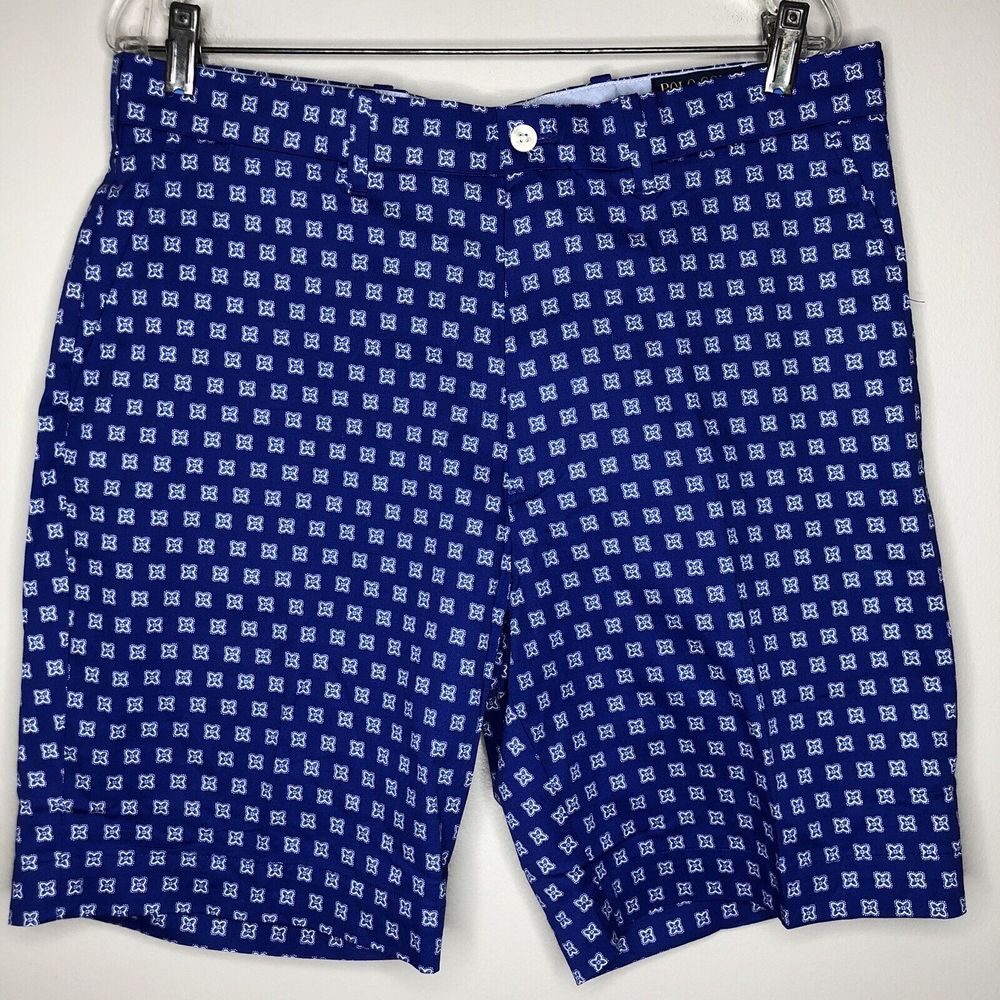 Polo Golf Ralph Lauren Men's 34 Blue Star All Over Print Chino Golf‎ Shorts